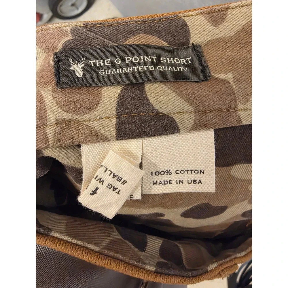 Ball and Buck 6 Point Short Mens 32 Brown Duck Canvas Raw Hem Made in USA Camo